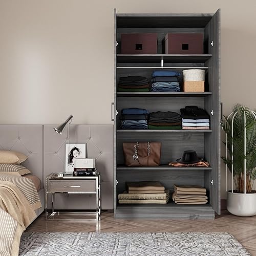 Miniatura 2 de Harmony Collection Armario de madera con dos puertas (gris)