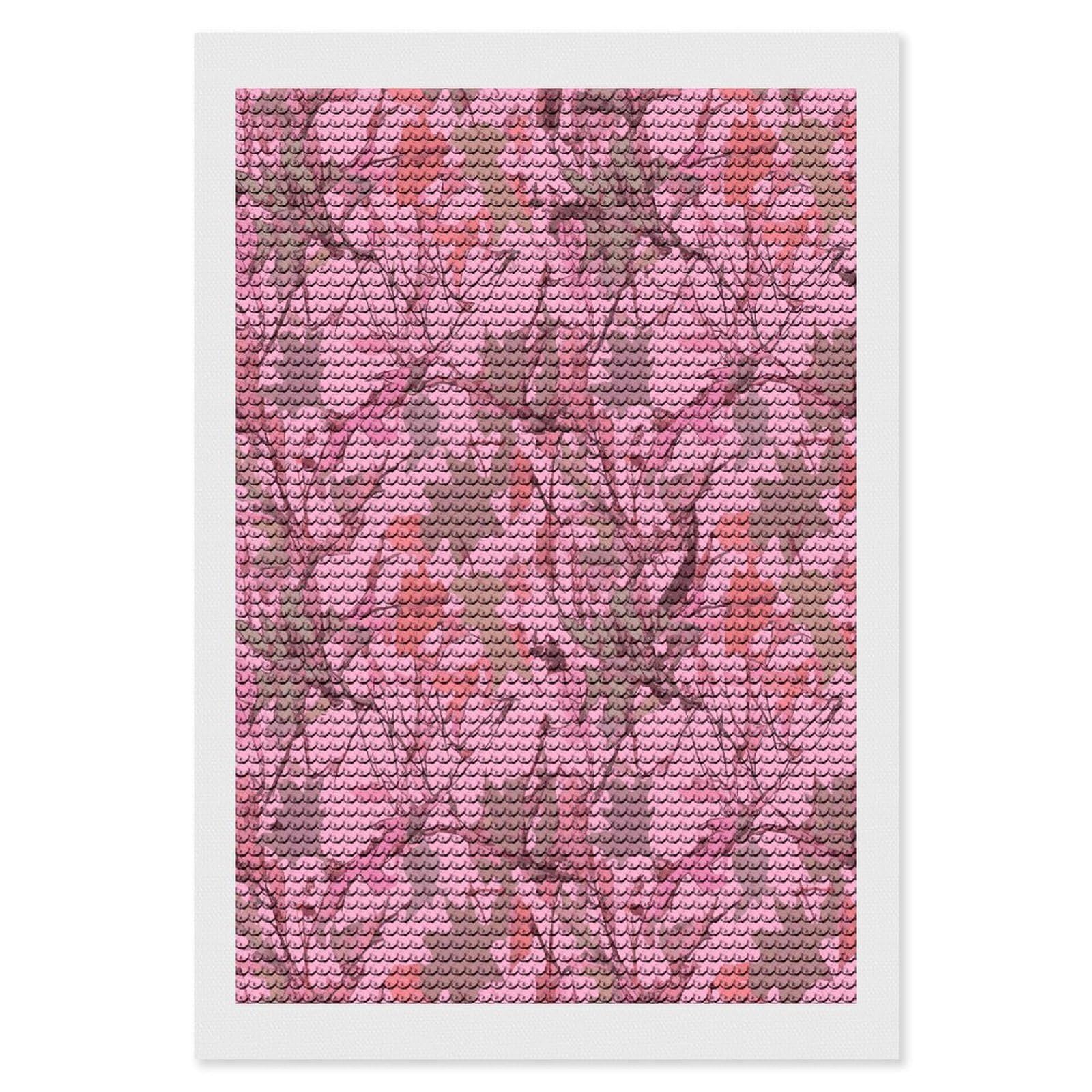 FekiLoot Pink Leaves Camo Diamond Painting Kits for Beginners DIY Diamond Art Kits for Adults Full Drill Round Diamond Dot Gem Art Painting Fun DIY Crafts for Home Kitchen Wall Decor Gift 8"x12"