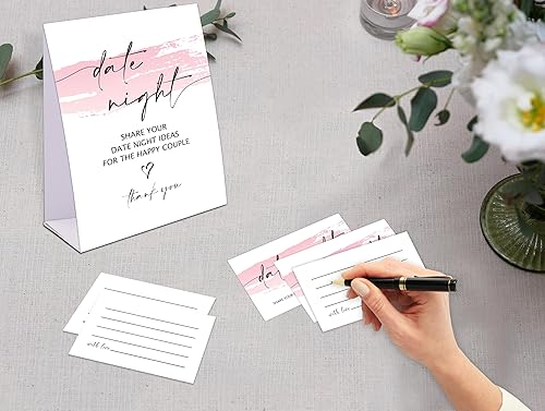 Miniatura 3 de Pink Swash - Juego de cita nocturna, letrero de ideas para citas nocturnas con 50 tarjetas, juego de despedida de soltera, decoraciones modernas de