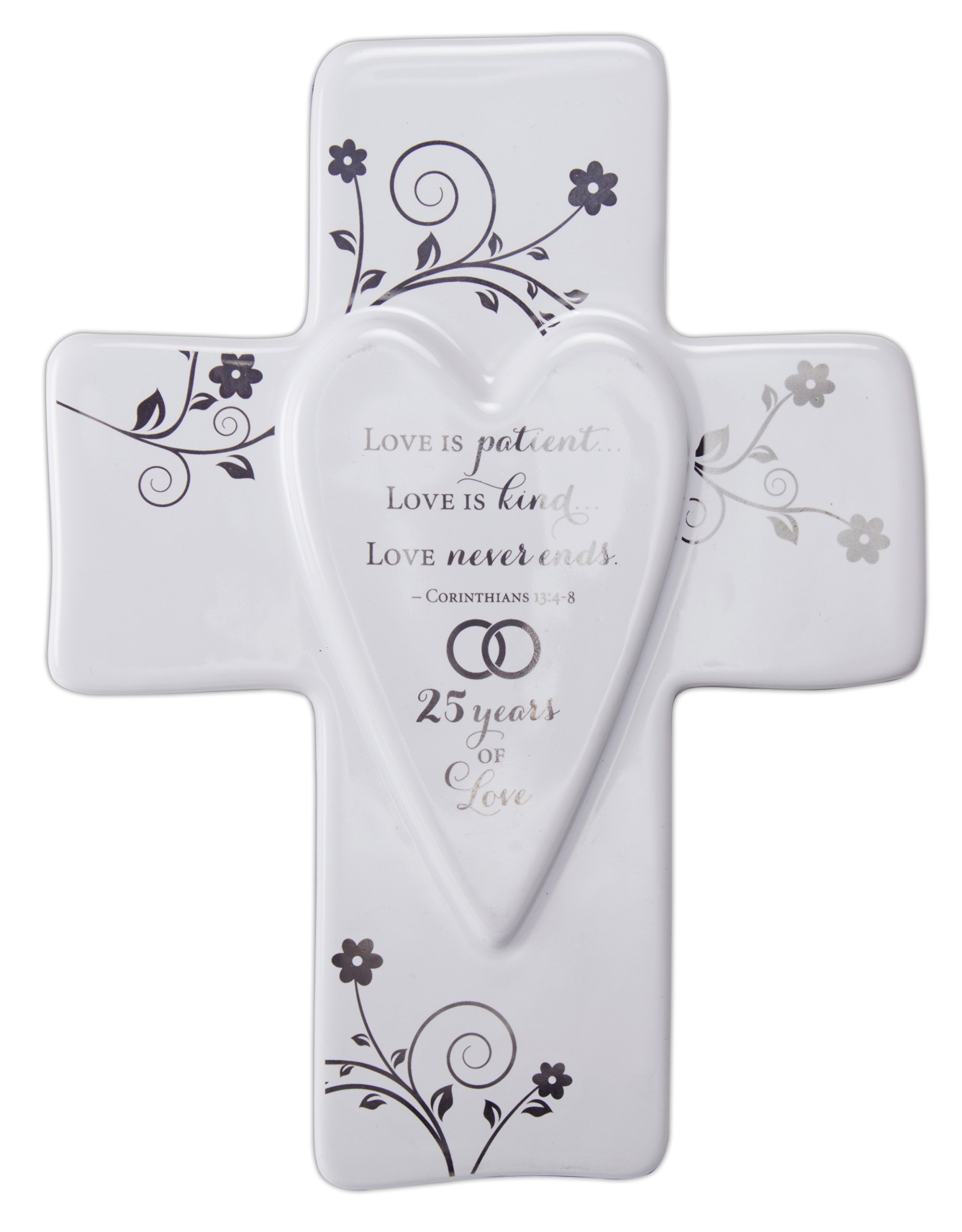 Abbey Gift (Abbey & CA Gift) 25th Anniversary Wall Cross, White