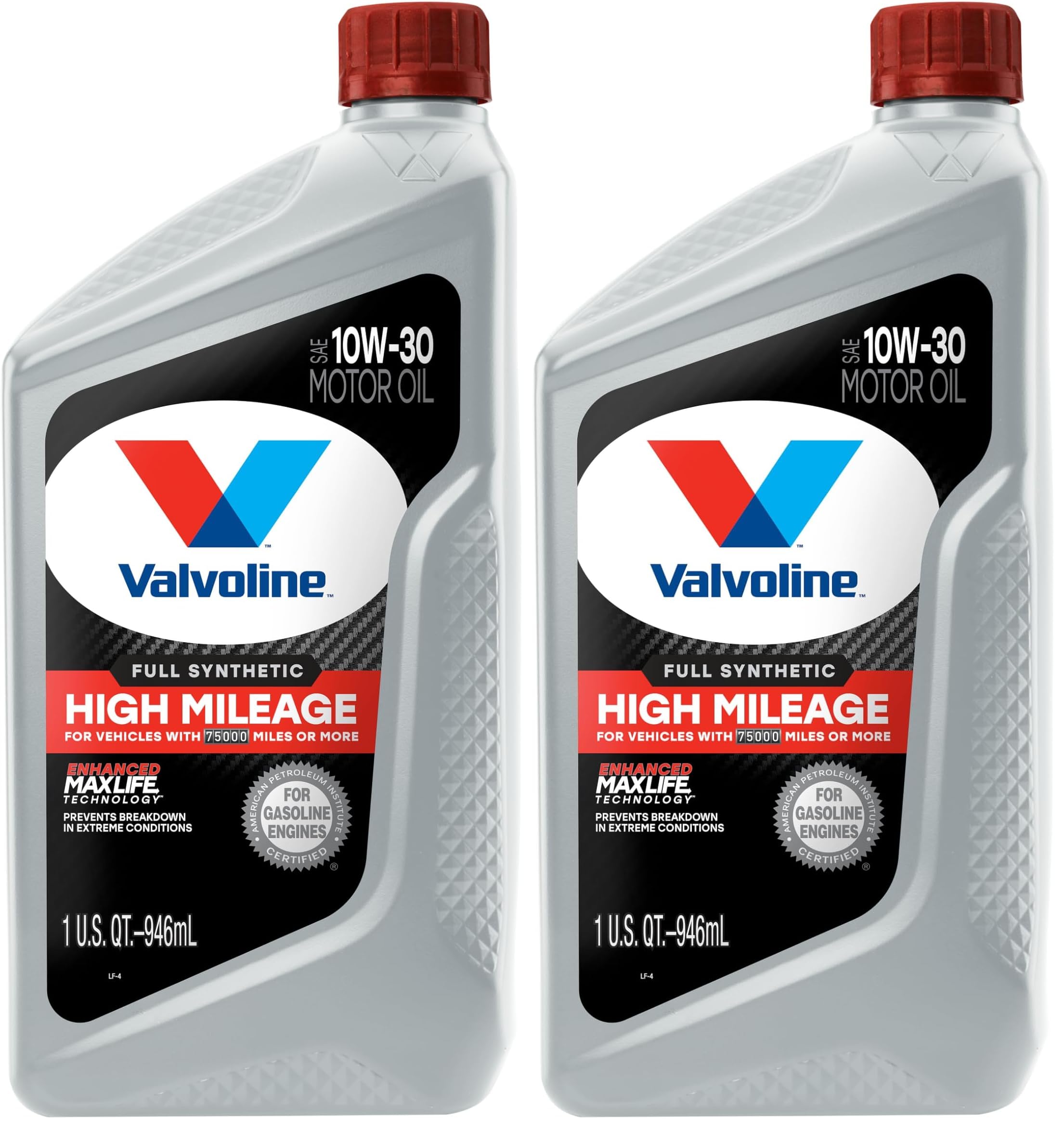 Valvoline Full Synthetic High Mileage with MaxLife Technology SAE 10W-30 Motor Oil 1 QT (Pack of 2)
