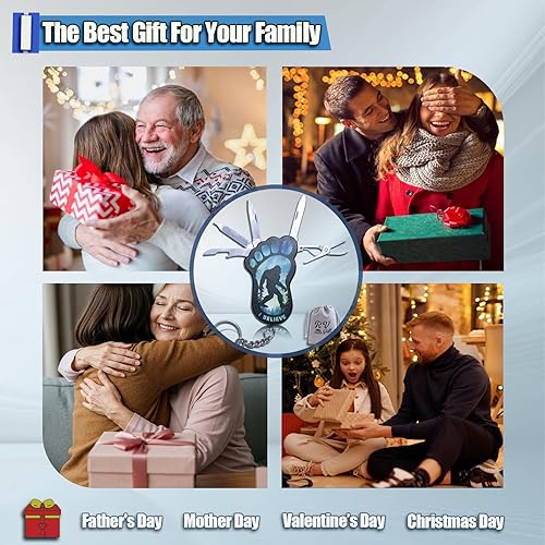 Miniatura 6 de Multiherramienta 5 en 1 colorida para pies grandes, esencial para acampar con cuchillo, tijeras, lima de uñas, regla y abridor de botellas, perfecta