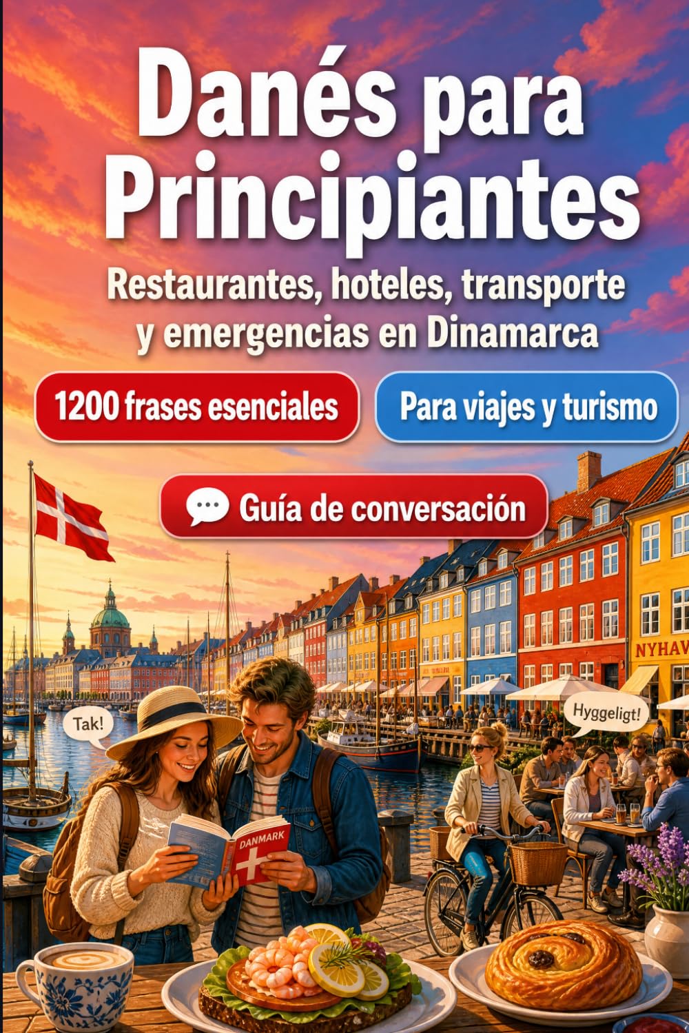 Danés Para Principiantes: 1200 frases esenciales en Danés para viajar en Dinamarca: Guía fácil de pronunciación, conversaciones cotidianas, restaurantes, hoteles, transporte, compras, emergencias