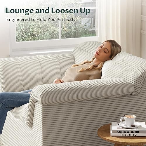 Miniatura 3 de Sofá Seccional Cloud de 51", Sofá Modular Moderno con Asiento Profundo, Cómodo Sofá Individual Comprimido, Sofás Tapizados de Pana para Sala