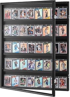 VEVOR 35 Graded Sports Card Display Case, 24.3x30.5x2.1 in, Baseball Football Basketball Hockey Trading Card Frame with 98% UV Protection Clear View PC Glass, Lockable Wall Cabinet