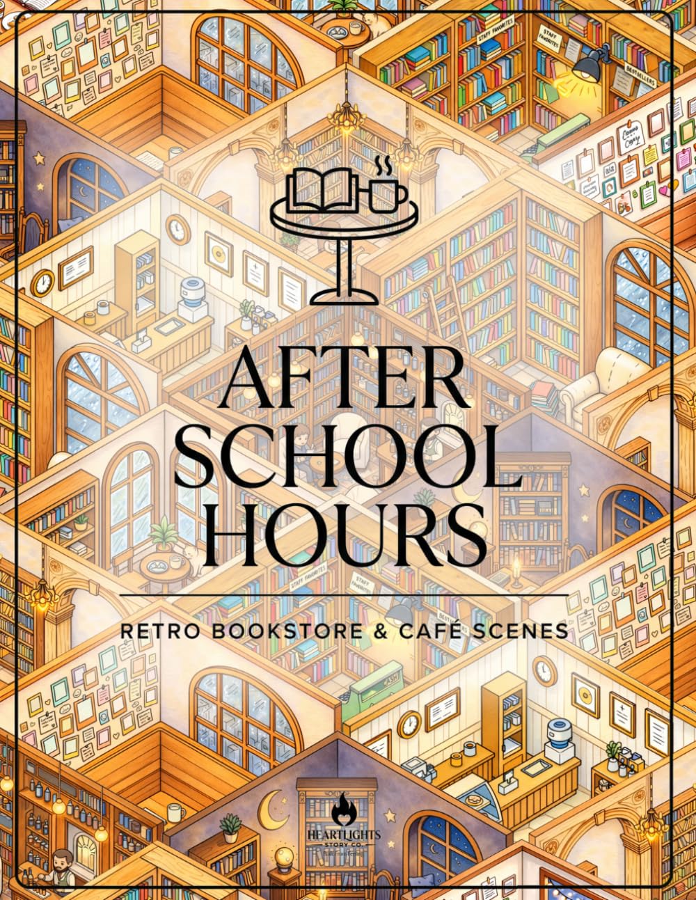 After School Hours: Cozy Bookstore & Café Scenes Coloring Book