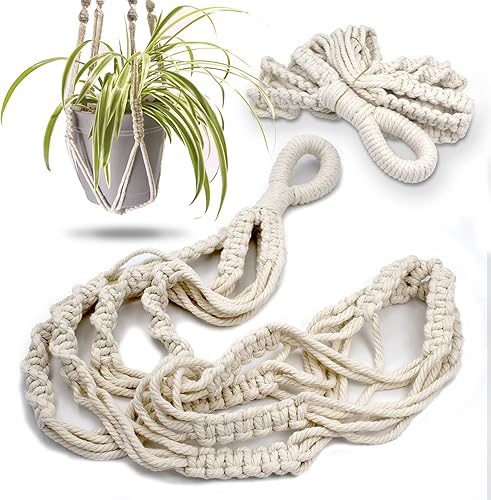 Miniatura 2 de Colgador de macramé para plantas con tres cuerdas (sin borla)  23 pulgadas  Cordón de macramé de algodón para macetas de decoración bohemia
