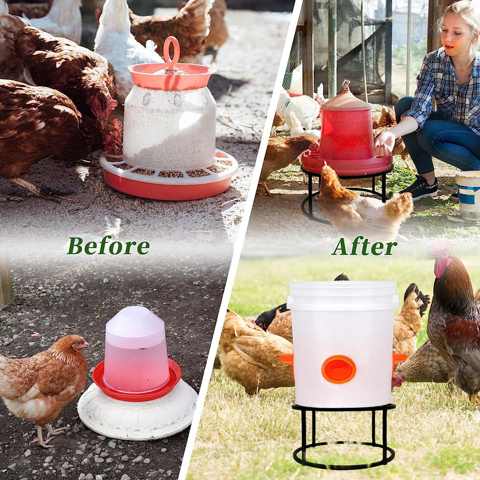 Soporte de Base de comedero de Aves de Corral antiresiduos, Montaje rápido para Patios de Granja, Accesorios de alimentación, Soporte de comedero de Aves de Corral Aire Libre