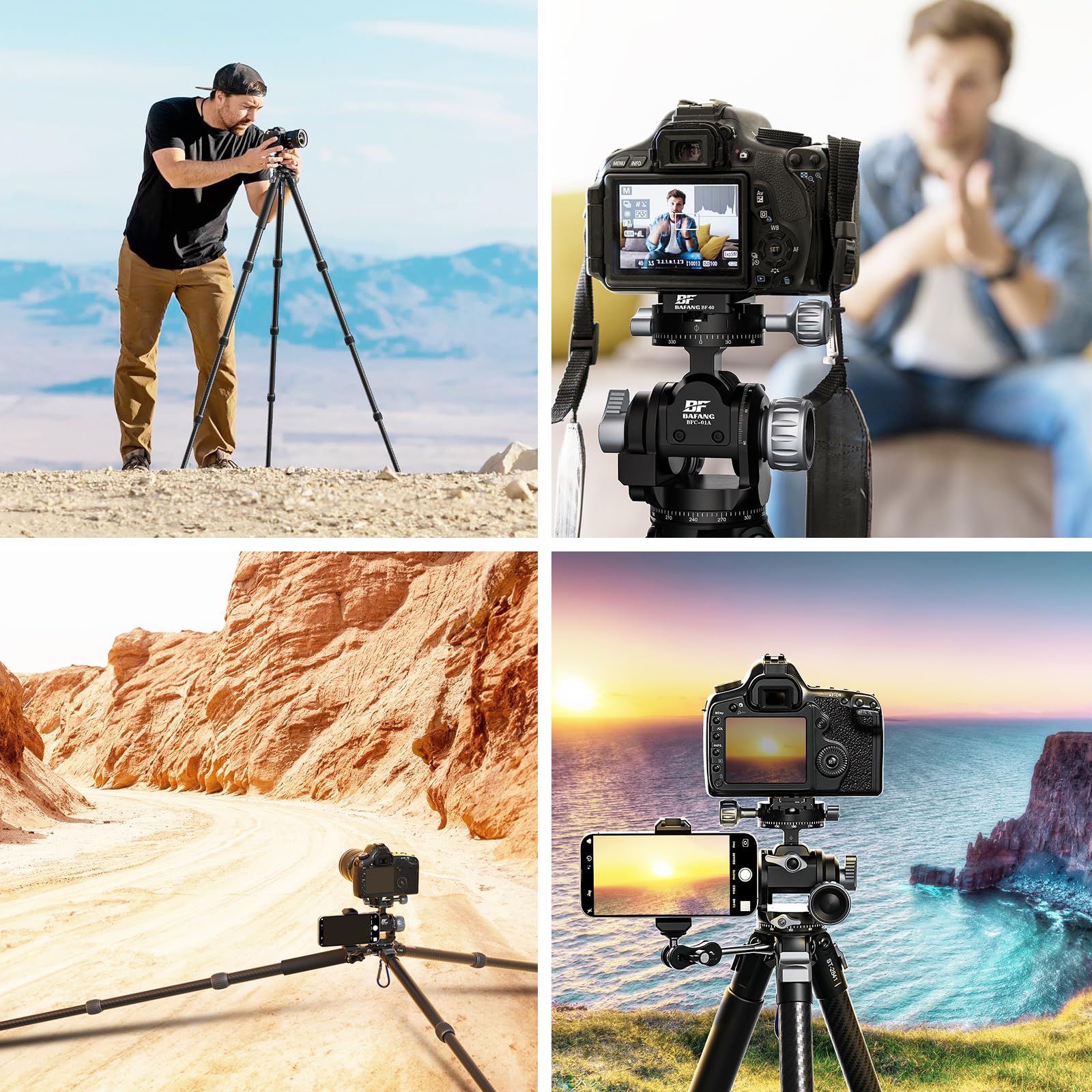 Getriebeneiger Stativkopf, Professioneller Stativkopf mit Quick Release Plate & Bubble Level, Fine-Tune-Neigung, 360º Dual Panorama, Heavy-Duty für Stative, Monopods, Kamera-Schieber