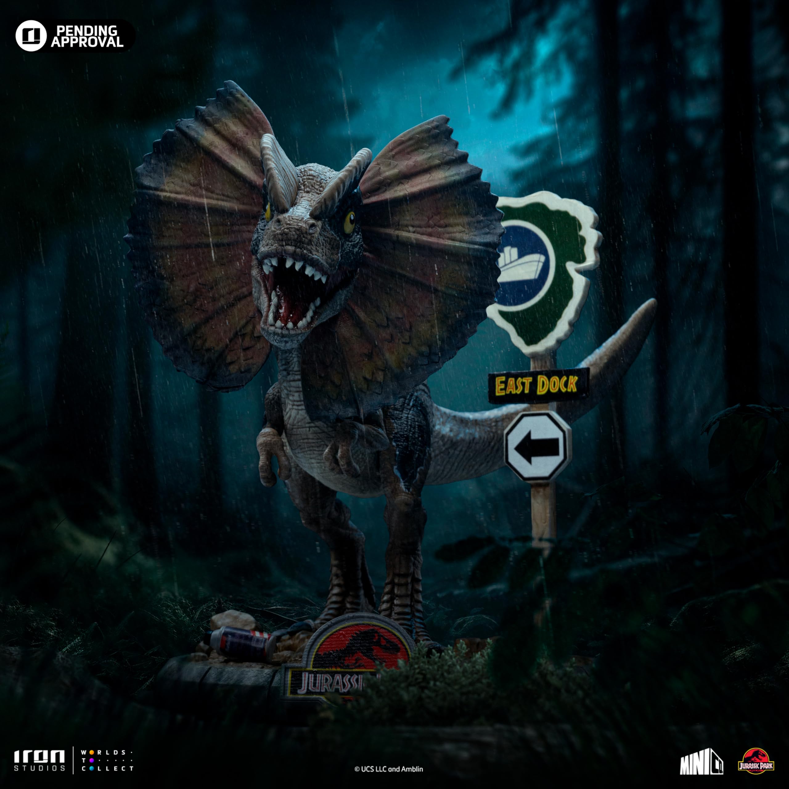 Iron Studios Mini-Statue, Dilophosaurus, Jurassic Park, 15,3 cm