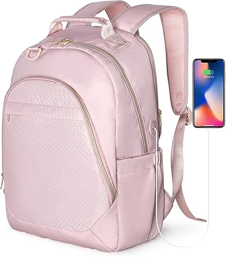 Fasrom Mochila de trabajo para profesores para mujeres bolsa de mano para computadora portátil de 156 pulgadas con agujero de carga USB para escuela