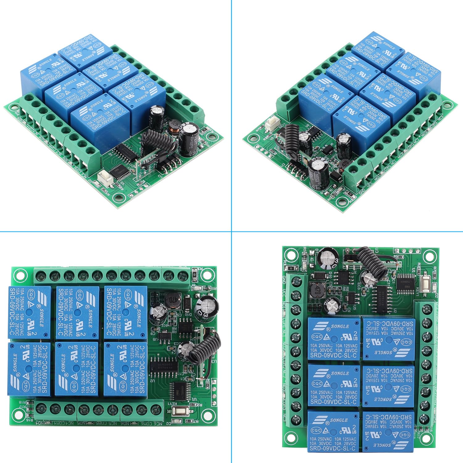 433mhz Interrupteur telecommande sans fil 12v Commutateur de relais à distance 12V-48V 36V telecommande 6 canaux Contrôleur de fenêtre de porte de lumière de moteur (12V-48V/ 2* Contrôle 433MHz)