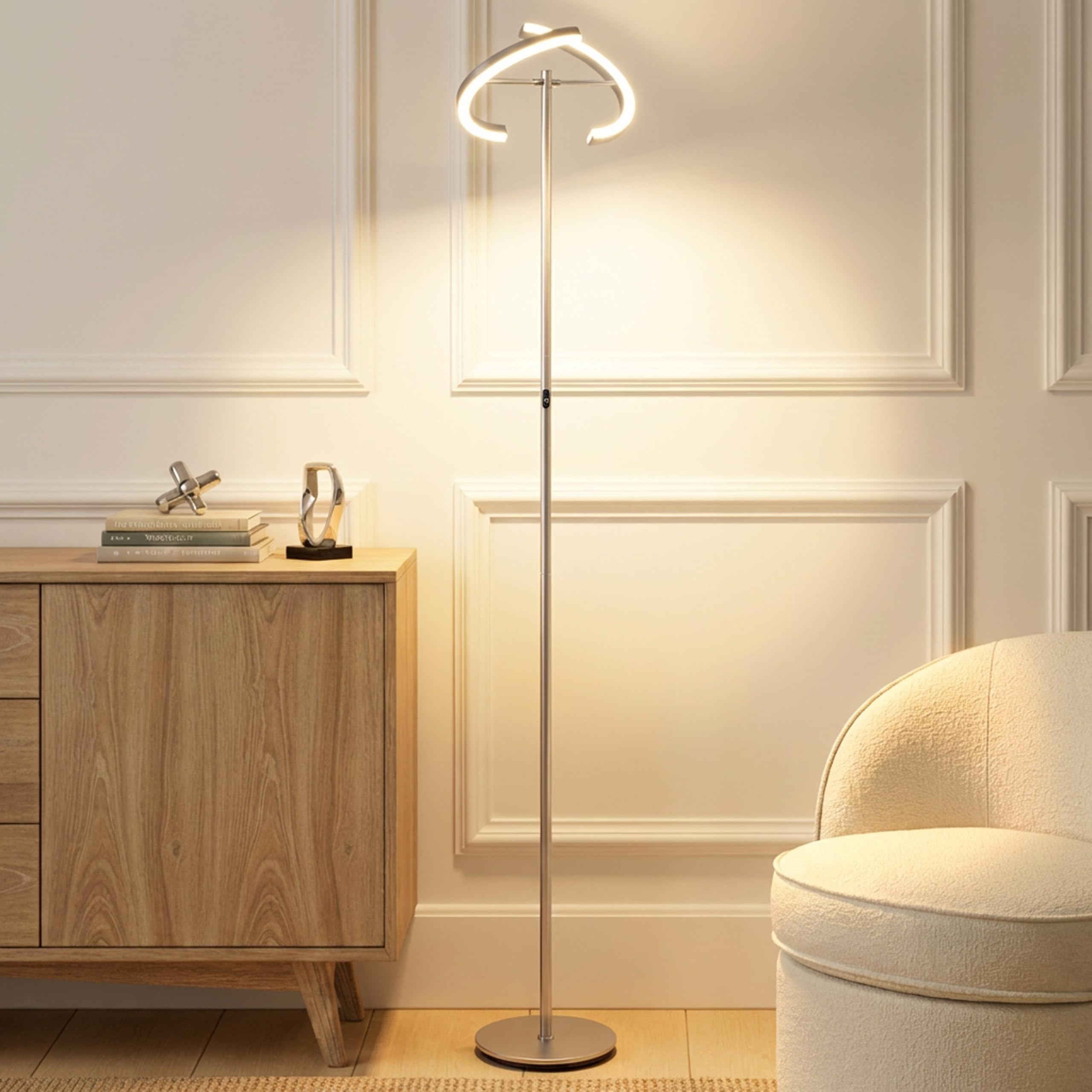 Brightech Halo Split Floor Lamp, Modern Bright LED Torchiere Floor