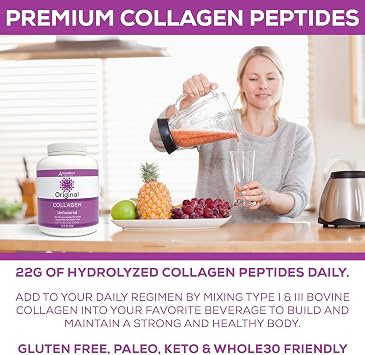 Original Collagen Peptides, Premium Hydrolyzed Type I-III 100% Bovine, 92 Oz