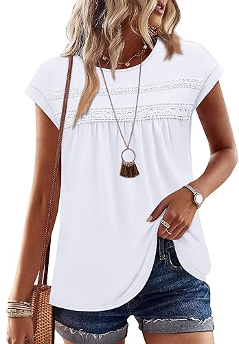 WIHOLL Womens Summer Tops Trendy 2026 Lace Crochet Cap Short