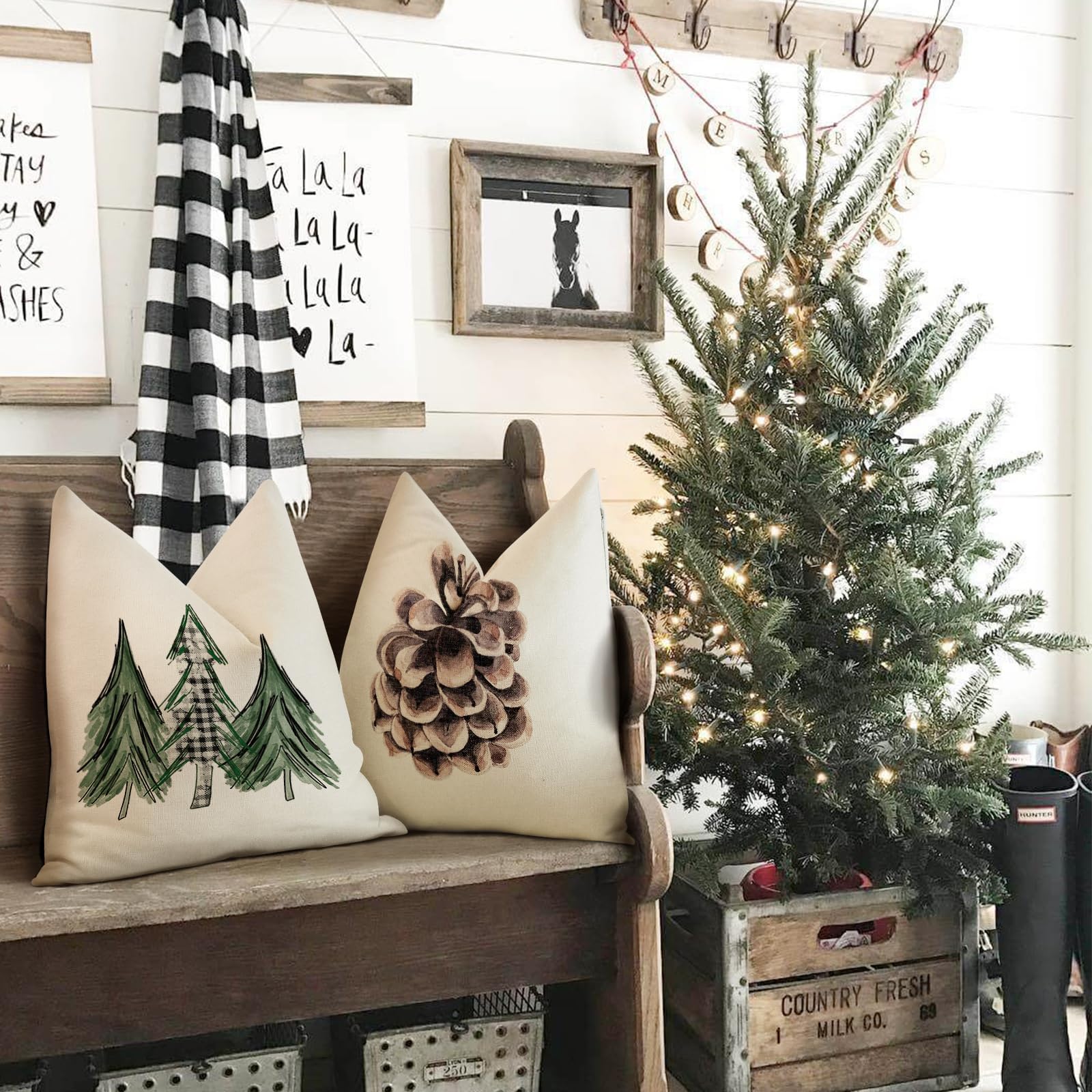 AwzyGous Housse Coussin Noel 50x50 Cm Rouge Et Or Flocon De Neige