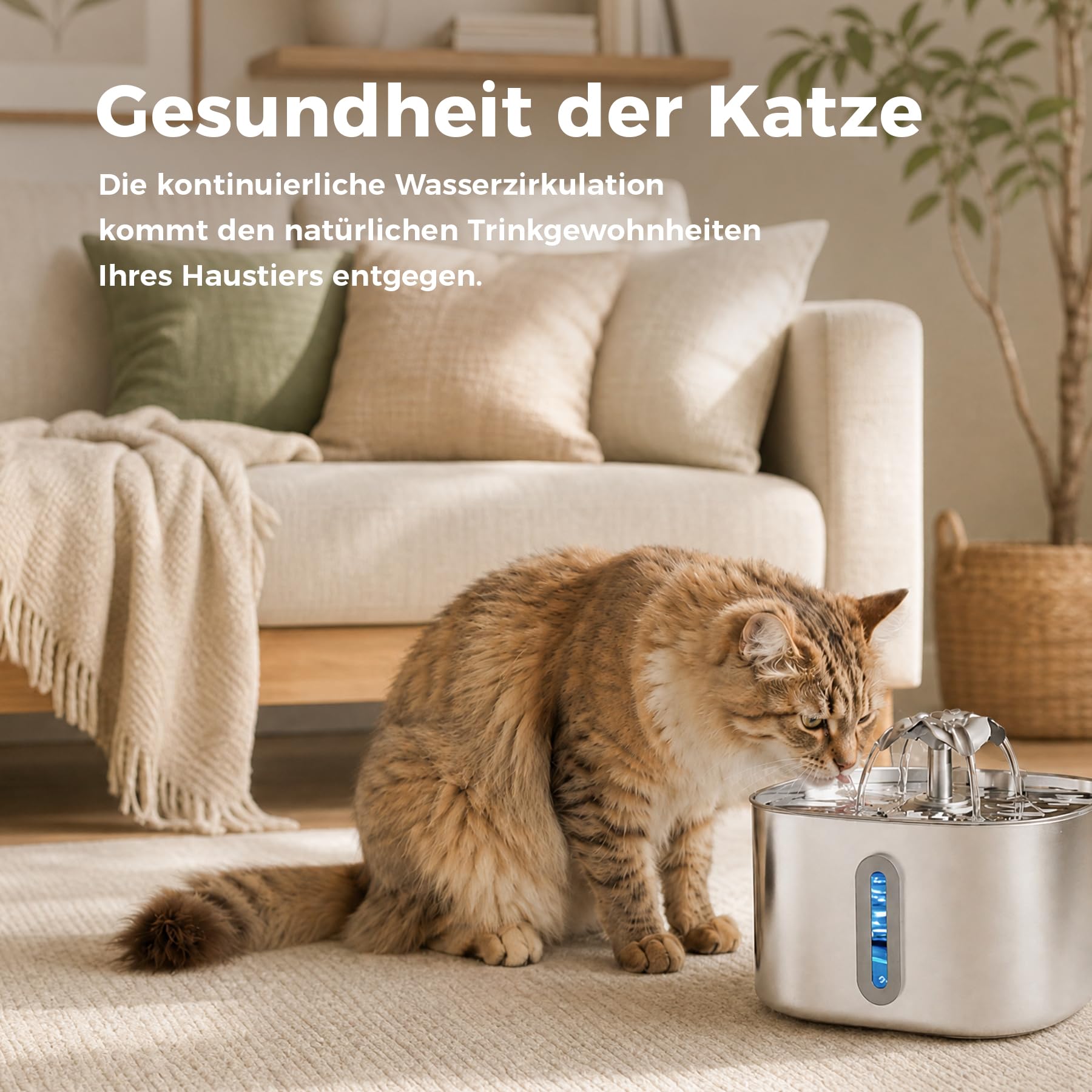 APAUK 3.2L Katzenbrunnen Edelstahl,Trinkbrunnen für Katze-Glücksklee Design