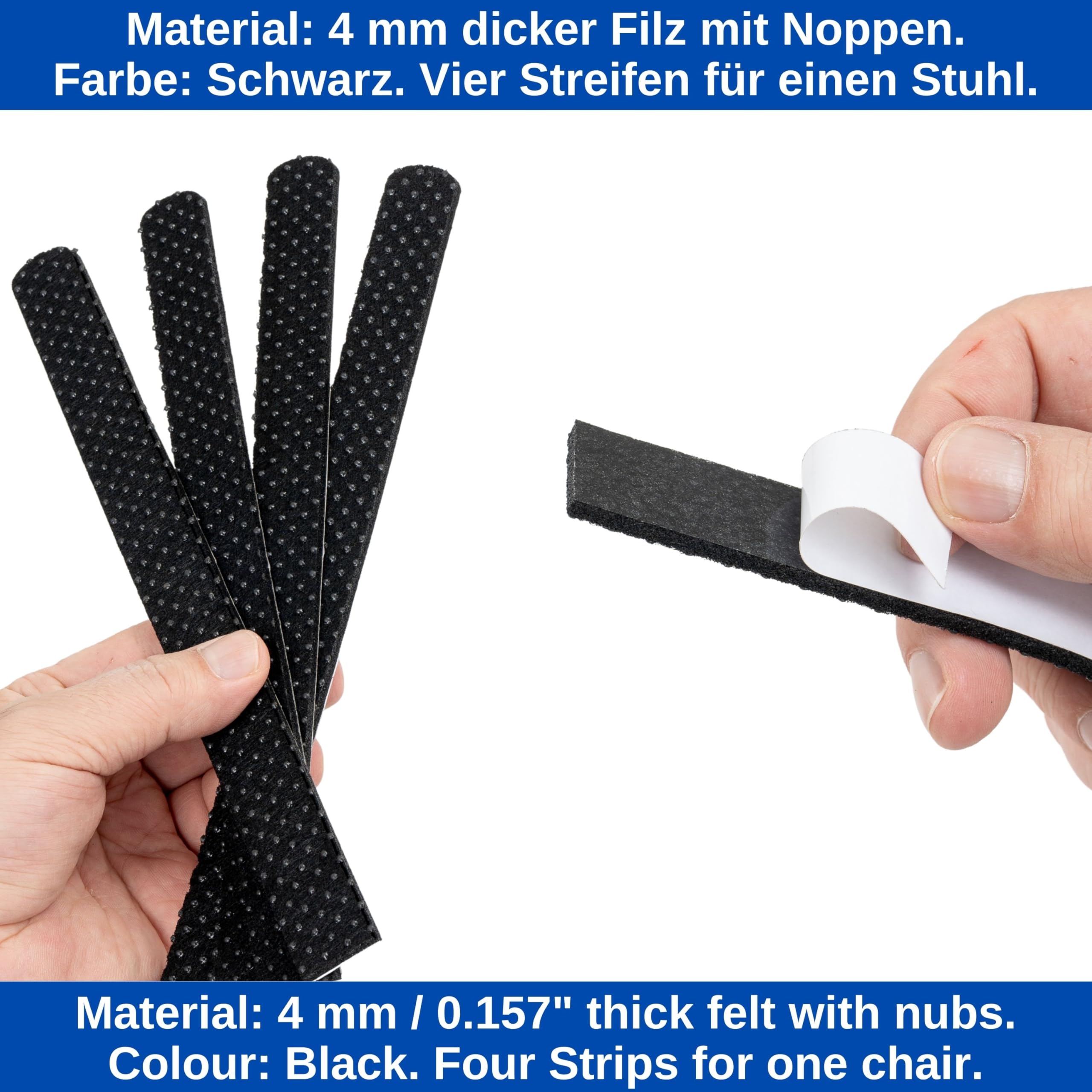 Felt glides with studs for high chair 1 set, compatible with STOKKE TRIPP TRAPP high chair, in black - Image 3