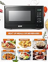 Vista 2 de Microondas Commercial Chef 1.3 pies cúbicos con 10 niveles de potencia, microondas con cerradura de botón de presión, microondas de 1000W para Negro