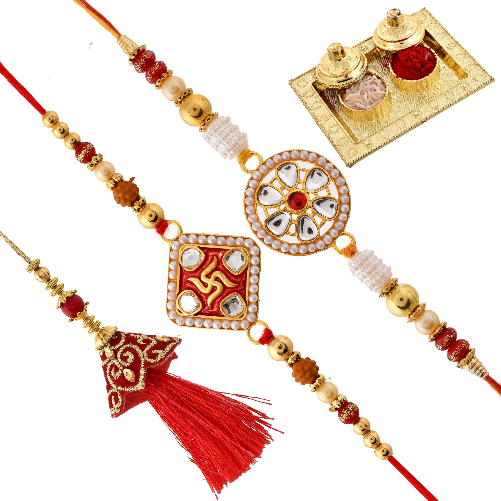 SHACHTRIA- Set of 2 Rakhis Family Combo 2 Bhaiya +1 Bhabhi Lumba+kids rakhi for Brother Bhabhi Bhaiya Bhai Rakhi Wristband Bracelet Rakhi for Brother with roli chawal plate (B0C6Y8QVPQ) Amazon Price History, Amazon Price Tracker