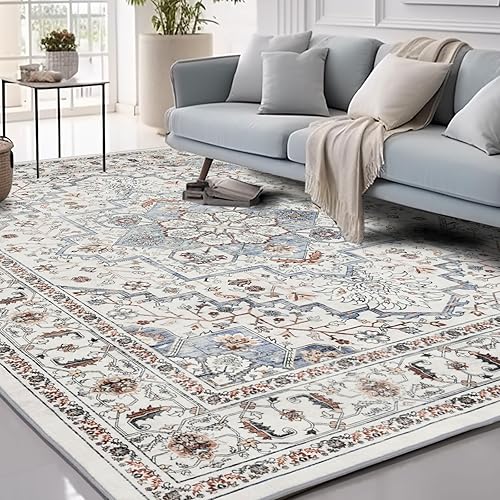 Miniatura 10 de Brevonox Alfombras de área para sala de estar, alfombras de 5 x 7 pies, alfombra para dormitorio, alfombra lavable a máquina, alfombra de comedor,