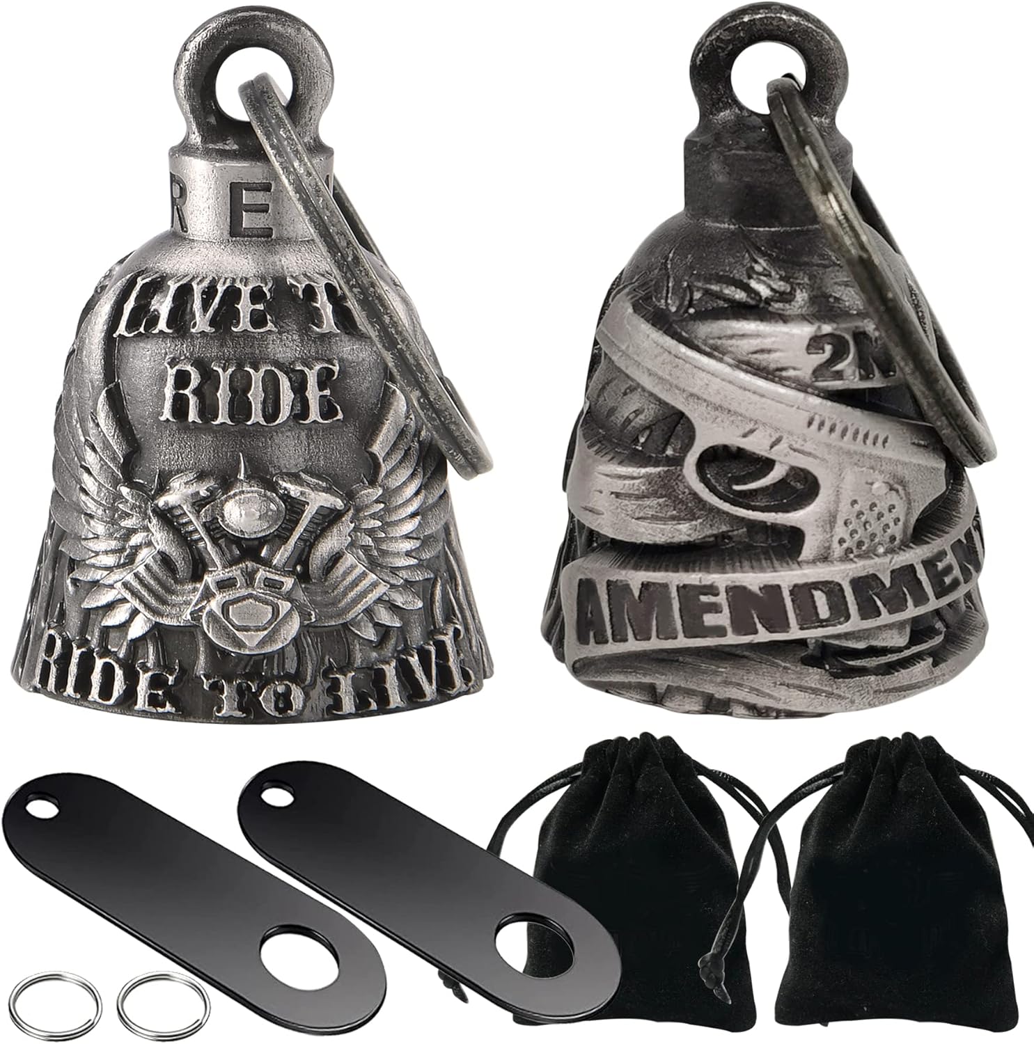 Dream Apparel 2 Pack Motorcycle Bells Guardian Angel for Biker Rider Men Women Ride Riding with Hangers, Drive Away Gremlins