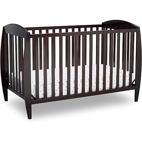 Delta Children Taylor 4-in-1 Convertible Baby Crib, Easy to Assemble, Sustainable New Zealand Wood, JPMA Certified, Dark Chocolate