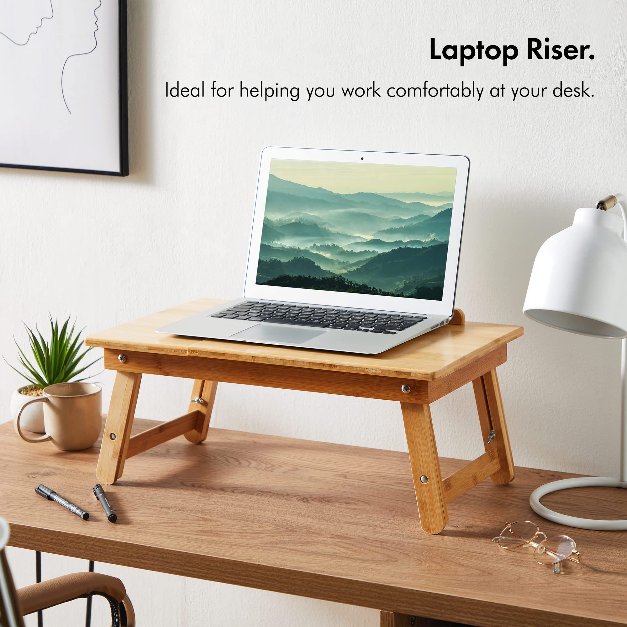 Vonhaus Portable Bamboo Laptop Desk Large Folding Bed Table With