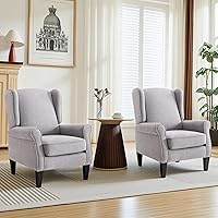 Vista 9 de Silla de Acento, sillas modernas de sala de estar con respaldo alado, cómodo sofá individual tapizado con respaldo alto para dormitorio, sillón