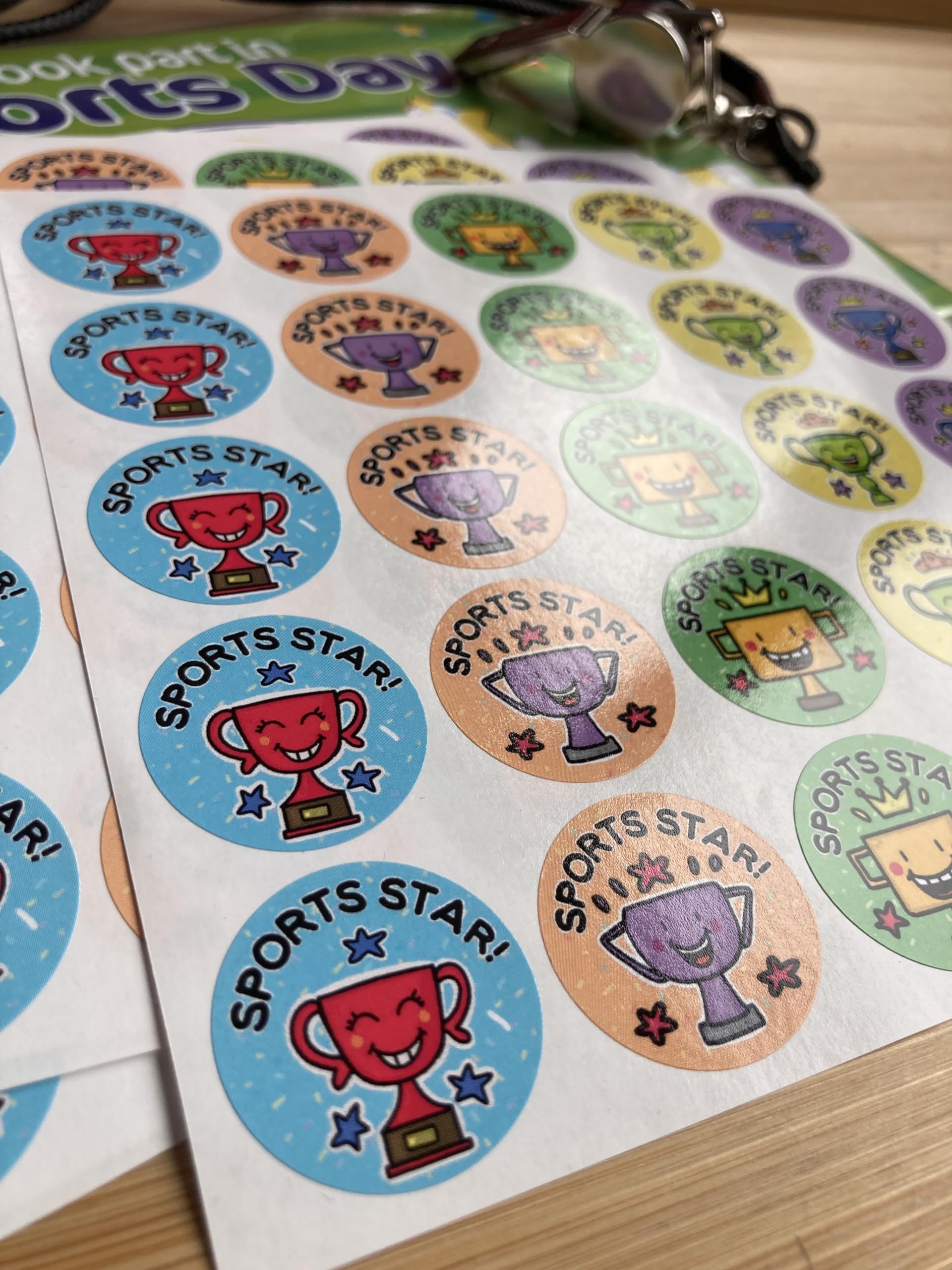 Sports Star Trophy Stickers (250 stickers), Multicolor, 28mm - Image 2