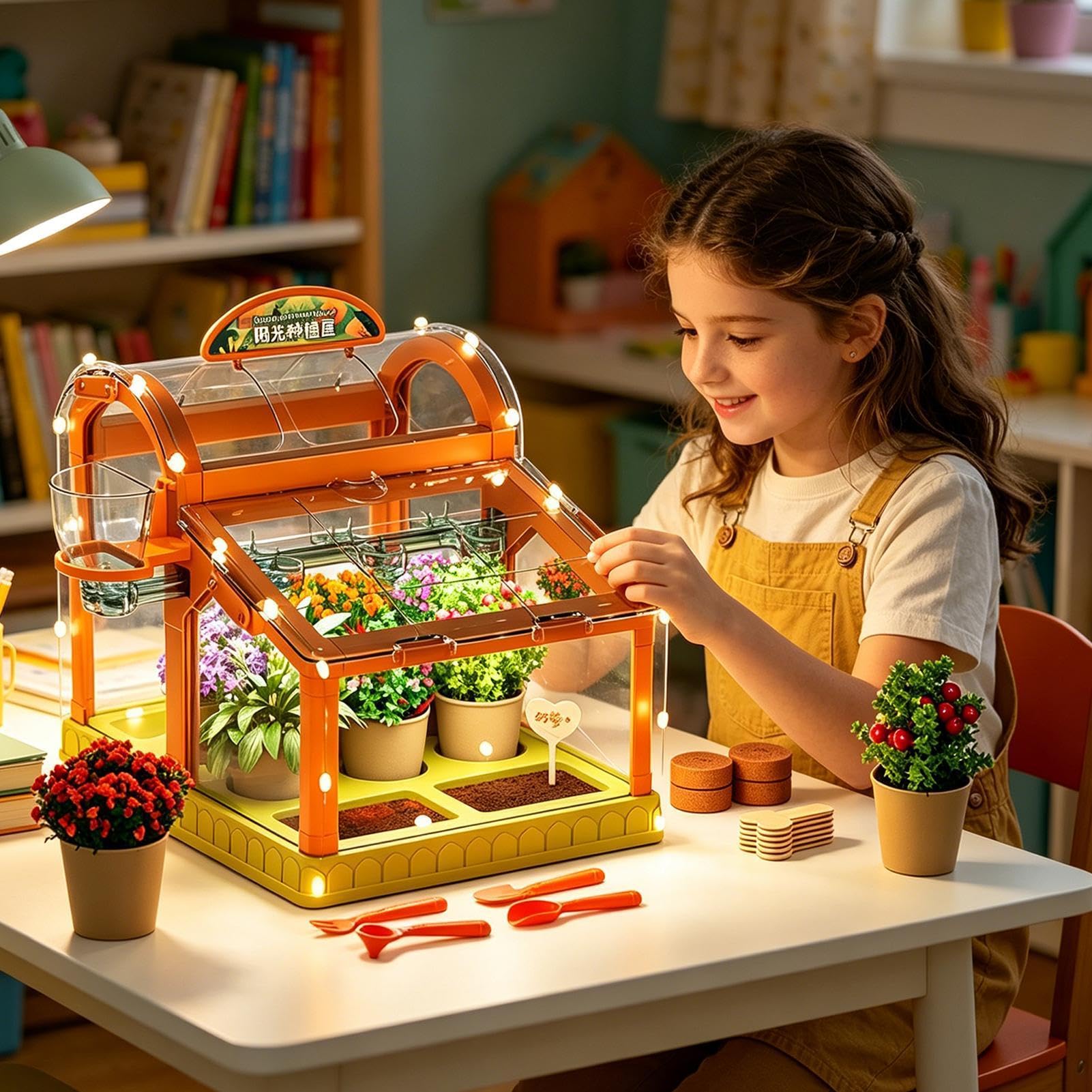 Zestaw Uprawy Kwiatów W Szklarni Dla Dzieci Zabawki edukacyjne | Zestaw Do Hodowli W Szklarniowym Terrarium Dla Dziewcząt Do Klasy Domu Farmy Natury Do Uprawy Wewnątrz I Na Zewnątrz Kwiatów