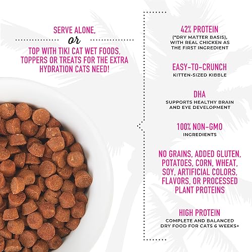 Miniatura 5 de Tiki Cat Born Carnivore Baby, alto en proteínas y sin granos, alimento seco completo y equilibrado para gatos para gatitos de 6 semanas en adelante,