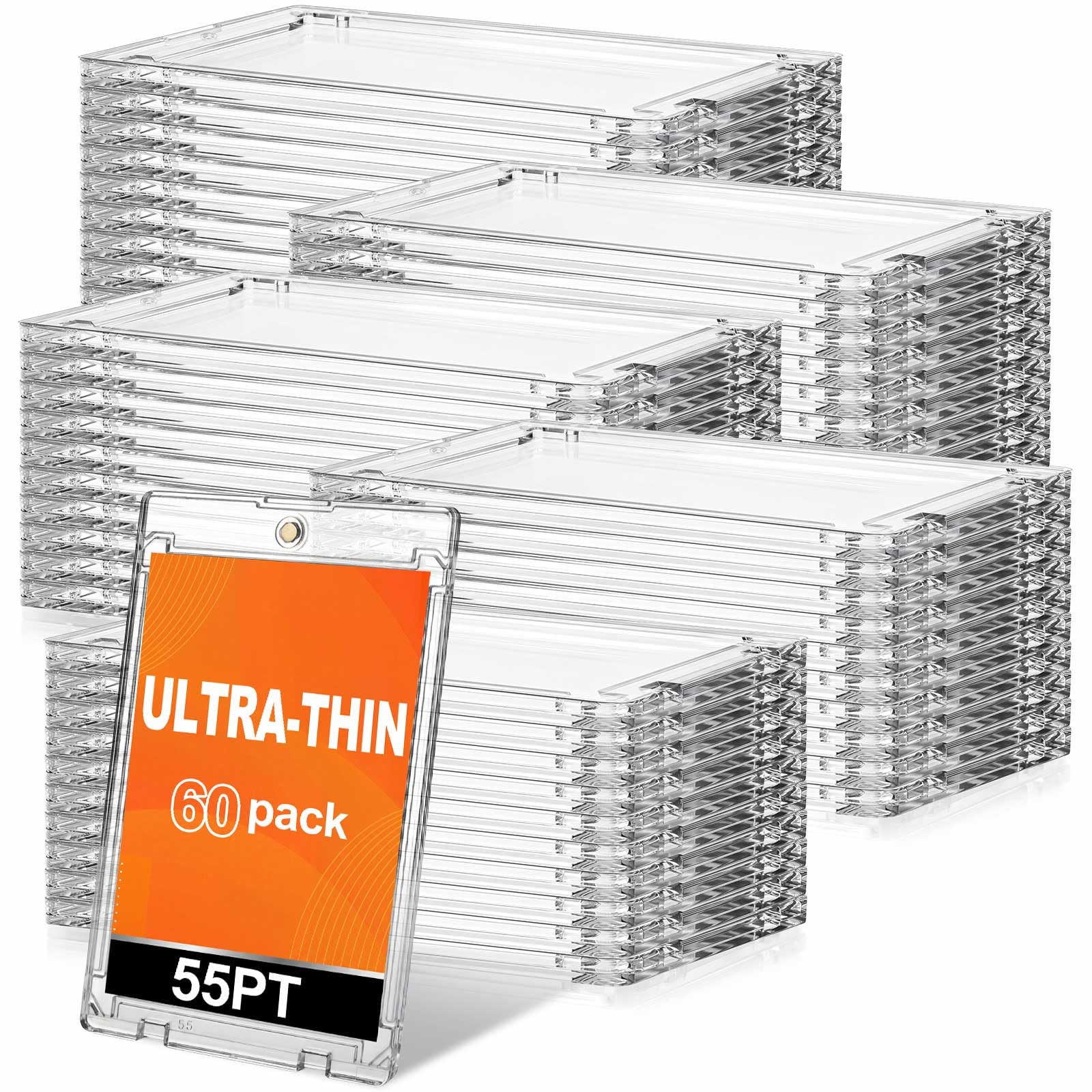 SATINIOR 60 Pcs 55 Pt Ultra-thin Magnetic Card Holder, Holder Case Clear Protectors for Thick Baseball Football Hockey Cards