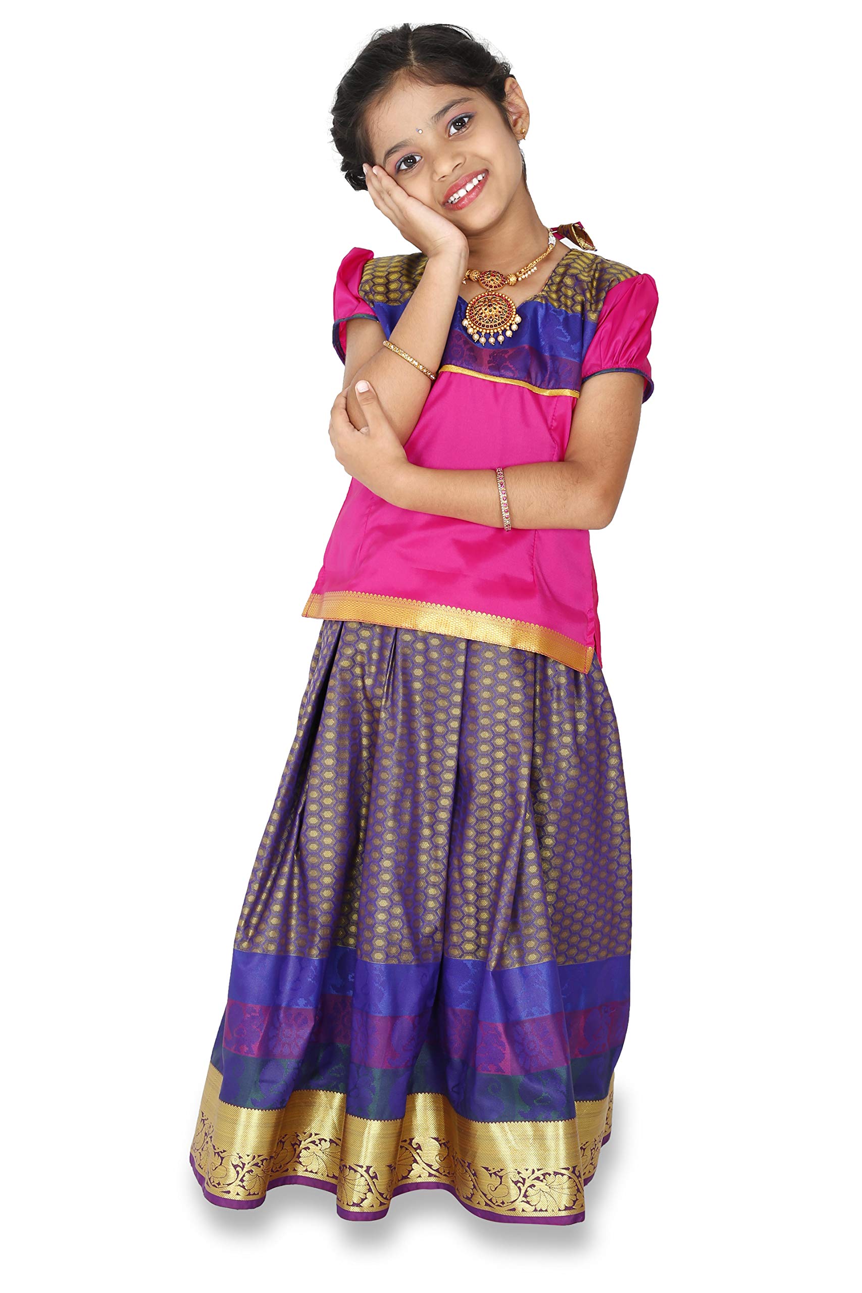 kaatru Thana Silk Girls Pavadai Set (D74) - Lehenga Choli (Prince Size Chart)