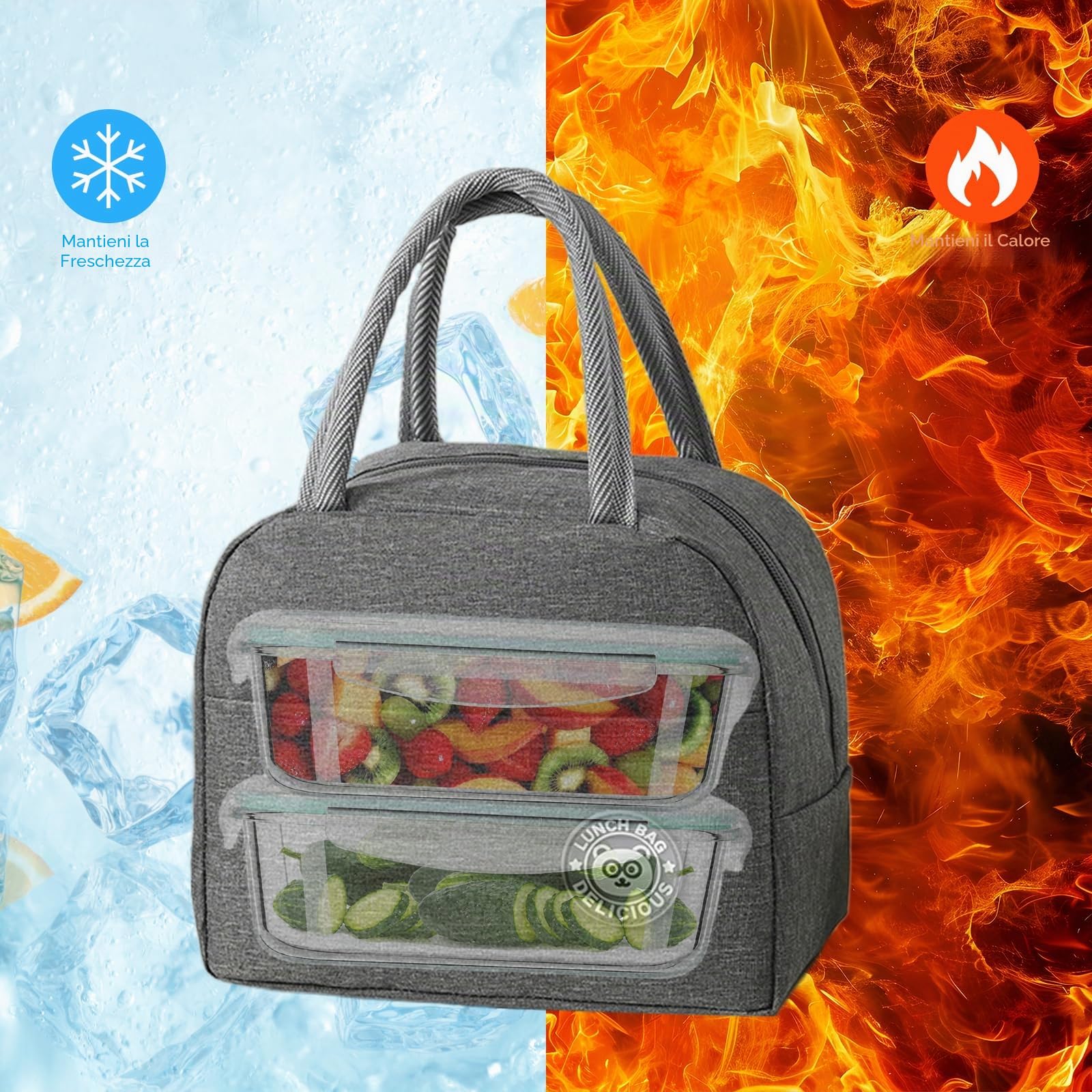 2 Pezzi Borsa Termica Porta Pranzo Piccola 7L Borsa Termica Pranzo, Lunch Bag Riutilizzabile Borsa Frigo Piccola Portatile Per Donne, Uomini, Studenti, Viaggi, Picnic, Scuola