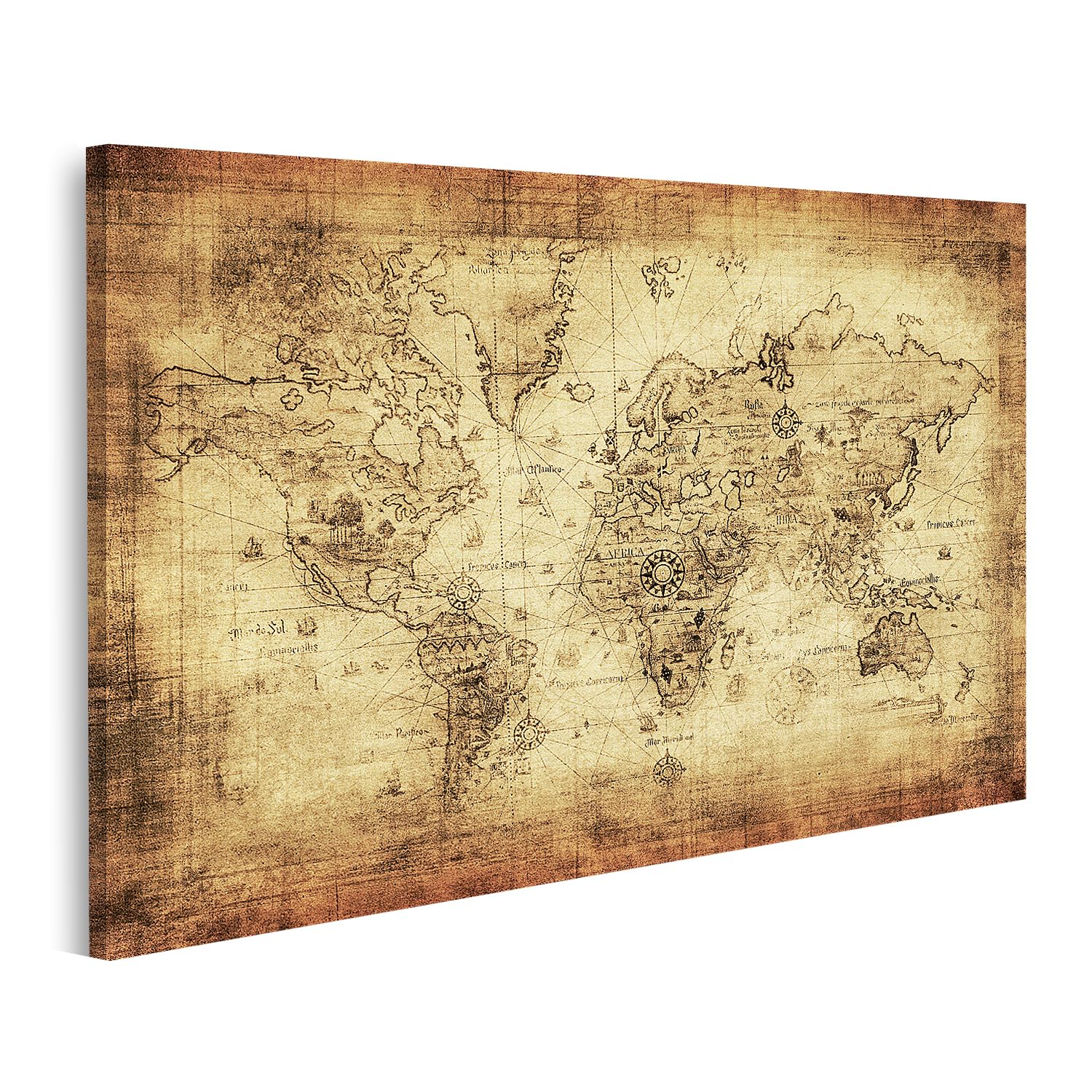islandburner Prime Quadro su tela Vecchia mappa del mondo storico tesoro mappa bussola punti ??????