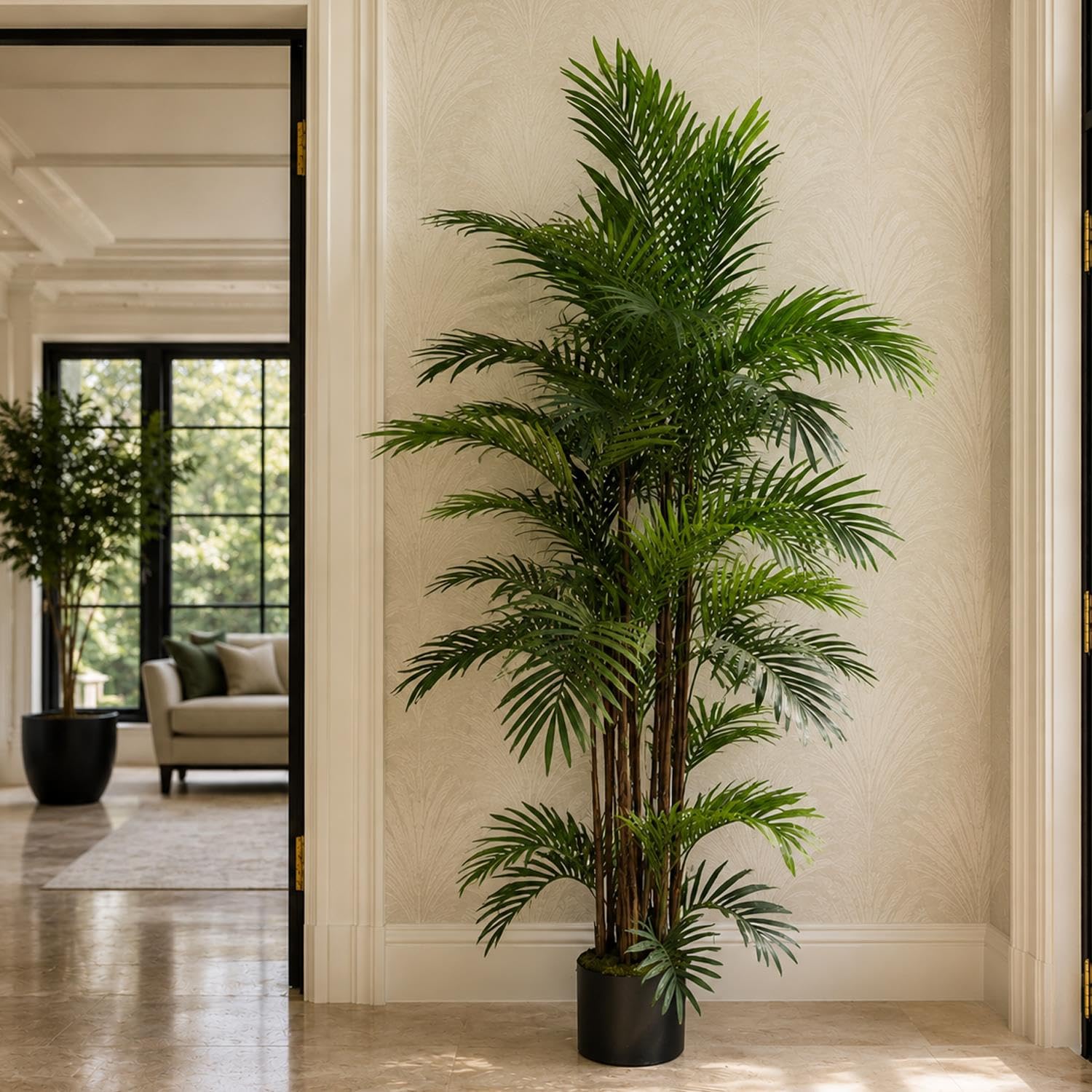 Artificial Areca Palm Tree Wide 150cm Green Realistic Faux Indoor Home Office