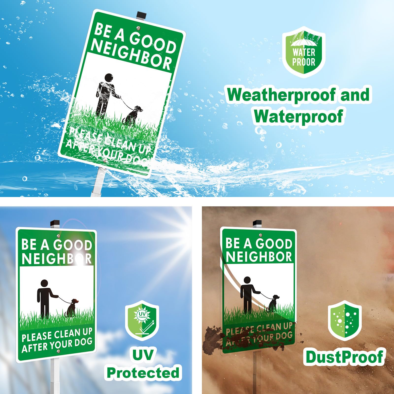 Please Clean Up After Your Dog Yard Sign with 90cm Metal Stake, 30x20cm Be a Good Neighbor No Pooping Sign - Image 4