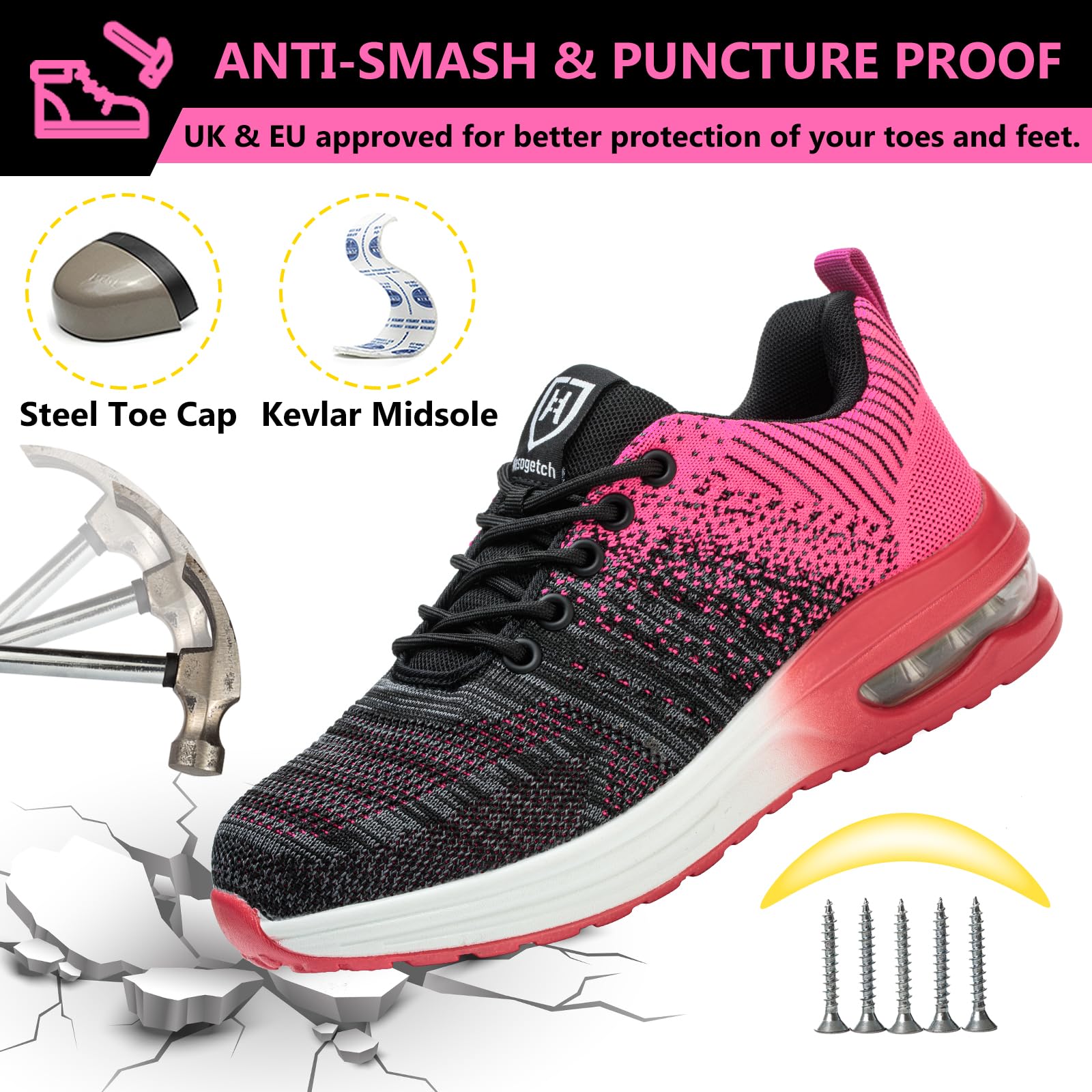 Baofular Scarpe Antinfortunistiche Uomo Donna Leggere Scarpe da Lavoro Comode Scarpe Sicurezza Antiscivolo Traspiranti