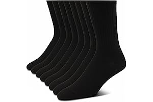 8 Pairs High Crew Black Cotton Socks For Men