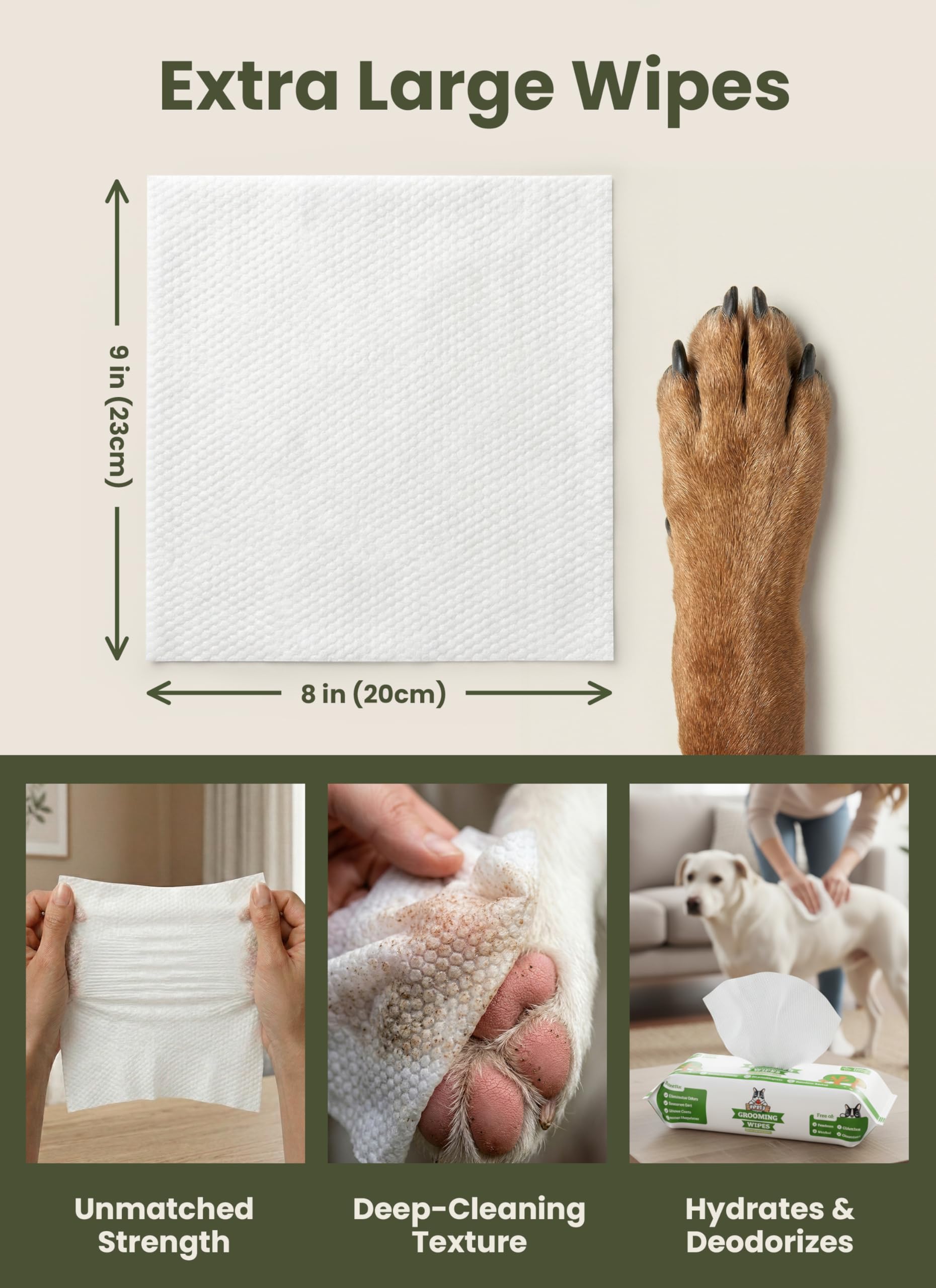 Pogi’s Dog Grooming Wipes – Hypoallergenic Pet Wipes for Paws, Body & Butt – Cleaning & Hydrating, Fragrance Free, 100-Count - image 5
