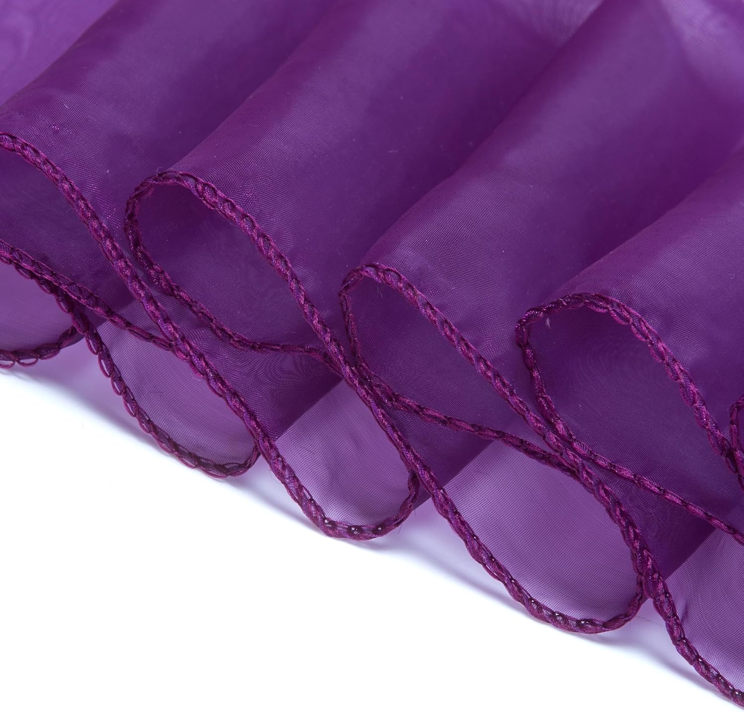 MDS 20 Pack Organza Table Runner 12 x 108 inch Long Premium Table Runners for Wedding Party, Events Decoration, Banquets Decorations, Bright and Smooth Silk Fabric Party Table Runner- Dark Purple