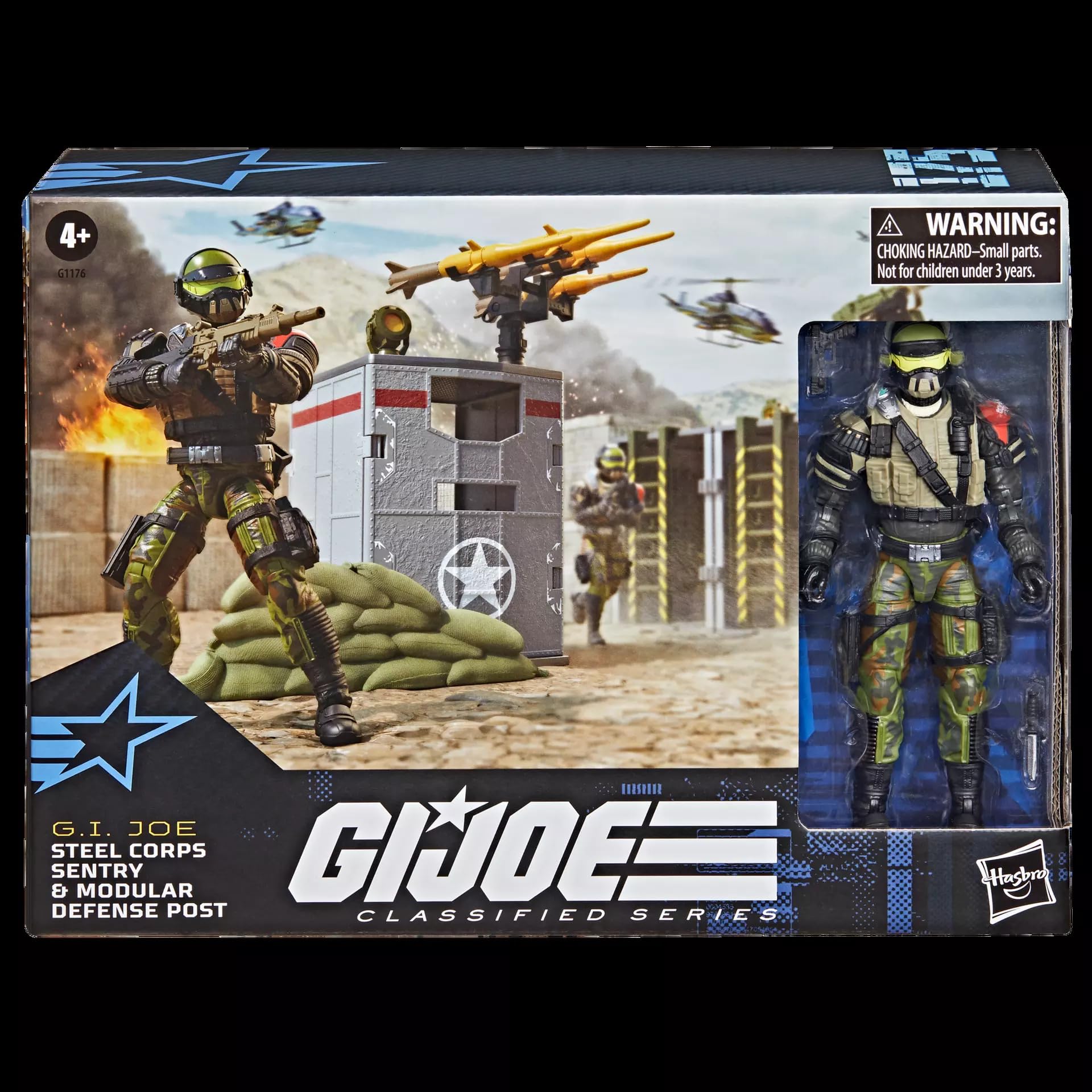 Hasbro G.I. Joe Classified Series #175, Steel Corps Sentry & Modular Defense Post, Juego de Figuras de acción con Accesorios