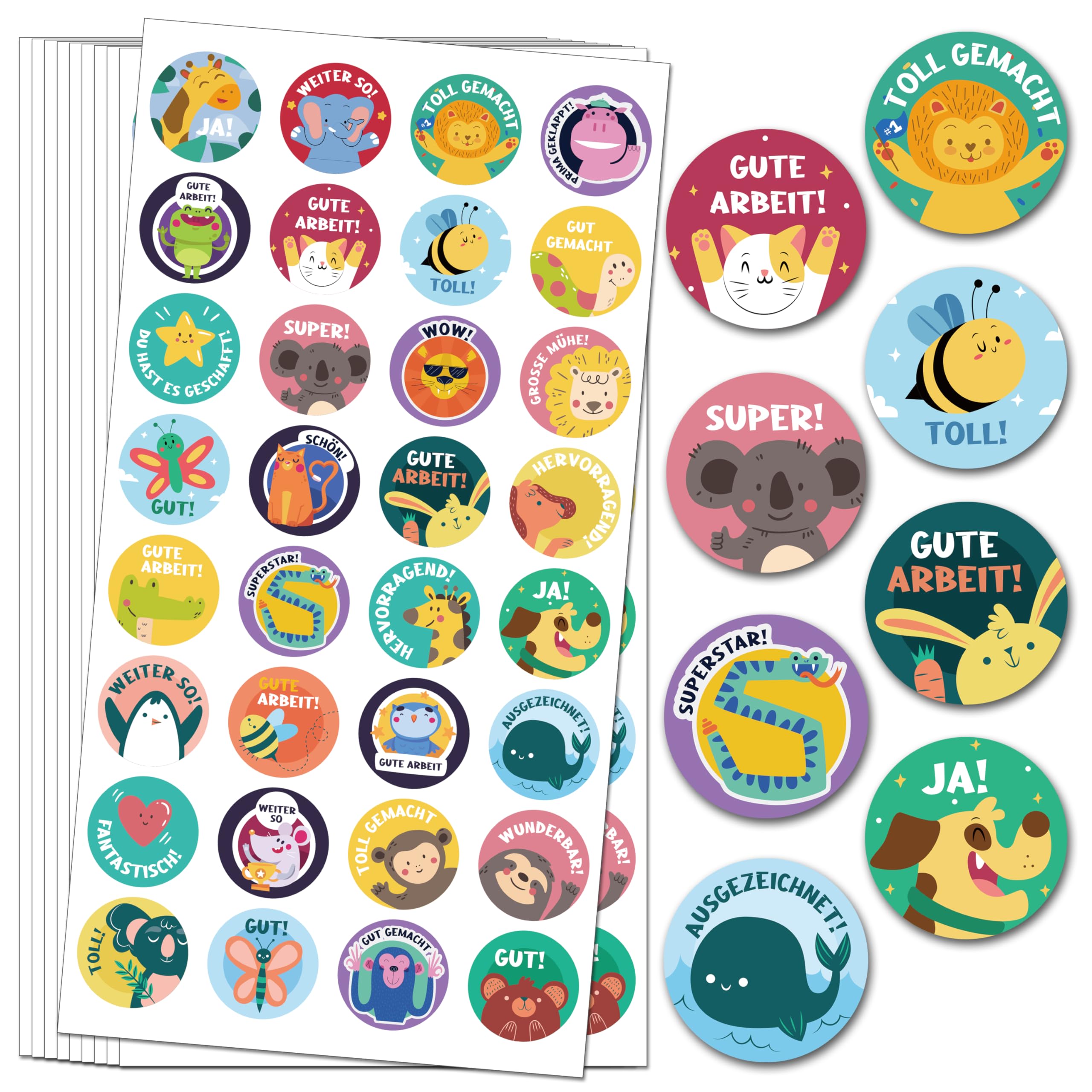 Tiersticker Bauernhof 1000 Stück - Lustige Hühner Aufkleber Wasserfest Für Kinder