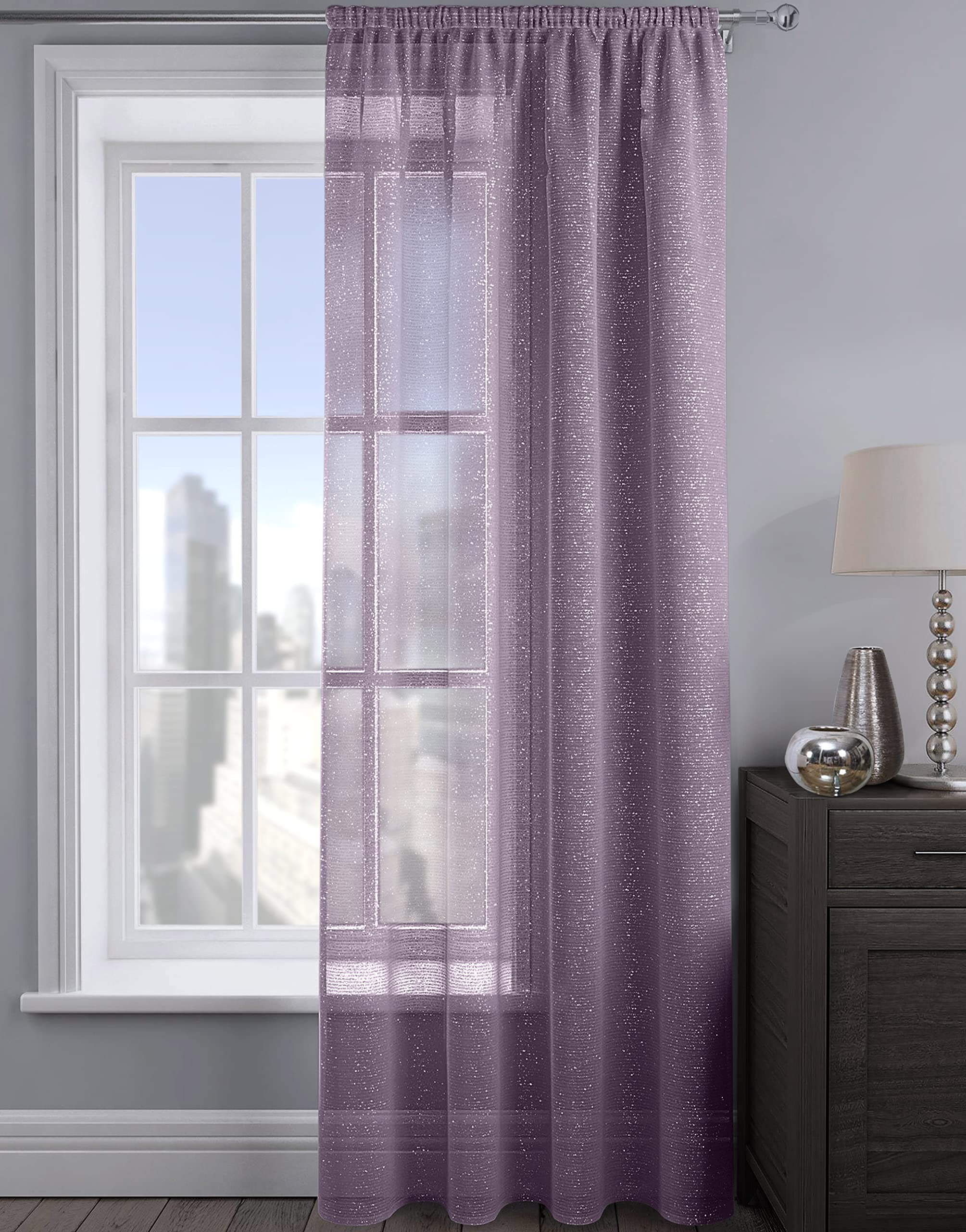 Intimates 1 Panel Woven Shimmer Voile Curtains Window Voile Panel Drapes Treatment for Bedroom and Living (Mauve, 54" w x 48" d)