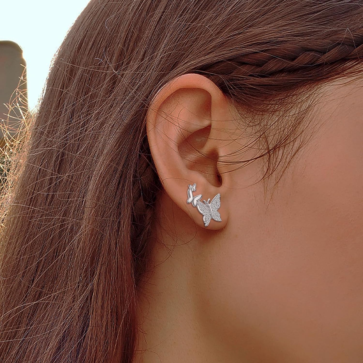 Sterling Silver Earrings Studs Charms Hypoallergenic Jewelry Dainty CZ Fashion Birthday Gift for Women - Image 2