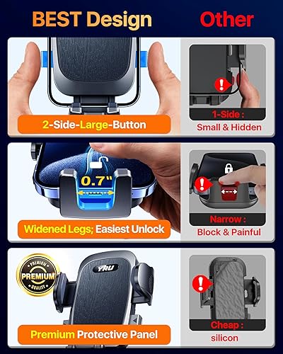 Miniatura 8 de YRU Verdadero soporte de teléfono de grado militar succión de rotación de 360 2025 Ultimate Car Phone Mount 90 libras más seguro y más fuerte y