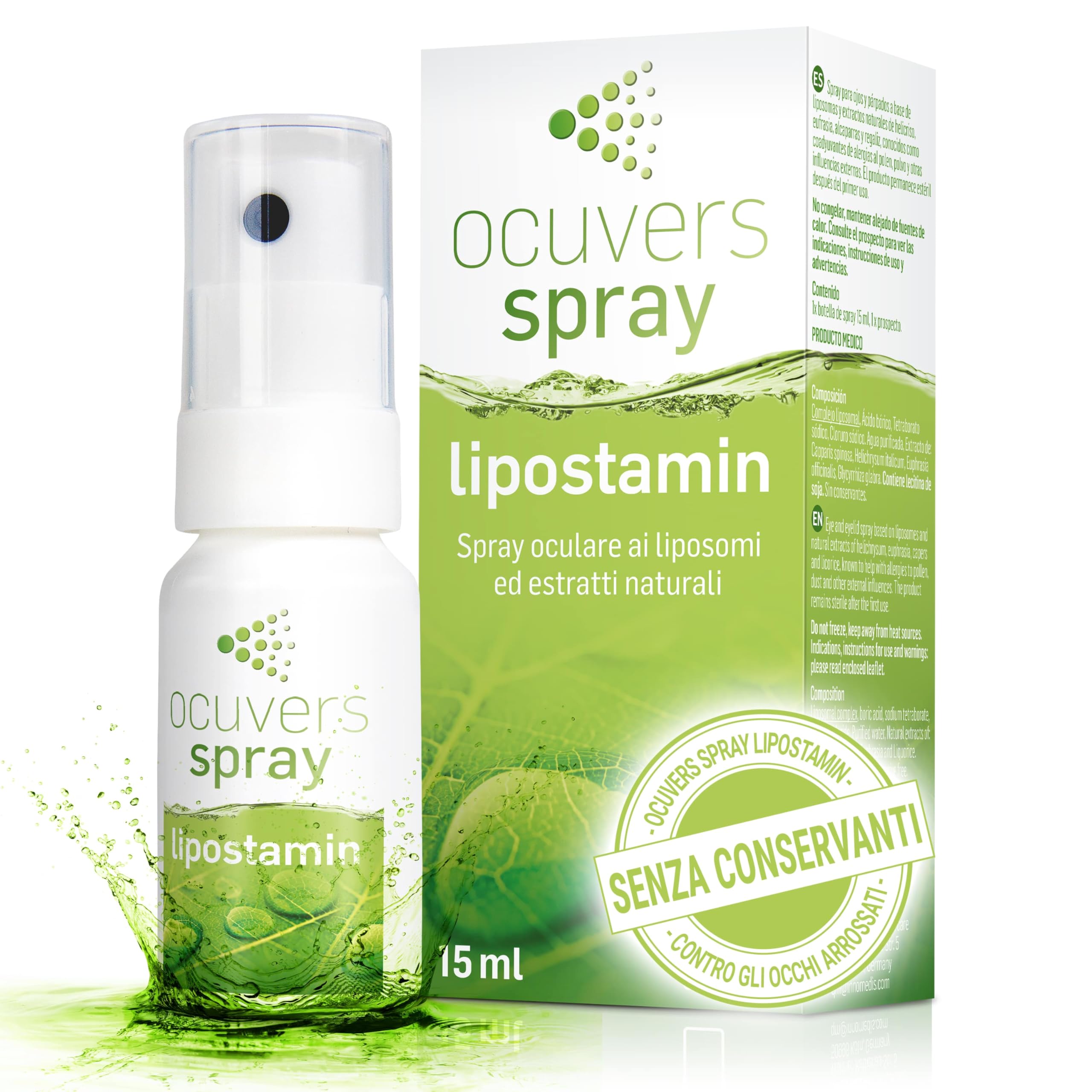 Ocuvers Lipostamin Spray Oculare – con Eufrasia – 15 ml spray oculare contro occhi arrossati, senza conservanti, adatto anche in caso di allergie. L'alternativa al collirio.