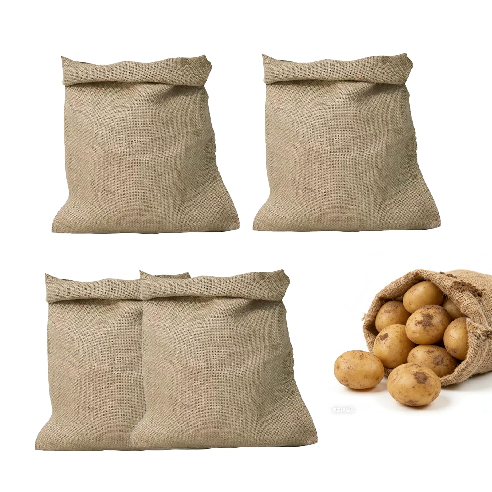 4 Pcs Large Hessian Sacks, 40 * 60cm Reusable Hessian Bags Natural Jute Bag Woven Sand Storage Sack for Storage Potatoes Vegetable Sand Wood Tools