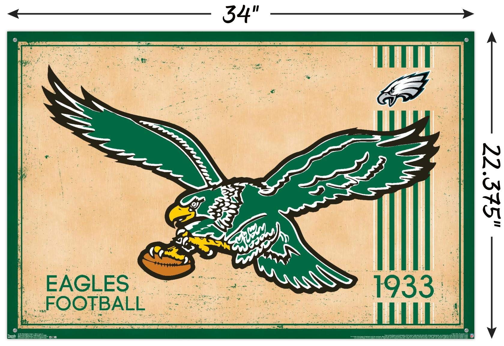 NFL Philadelphia Eagles - Retro Logo 14 Wall Poster with Push Pins